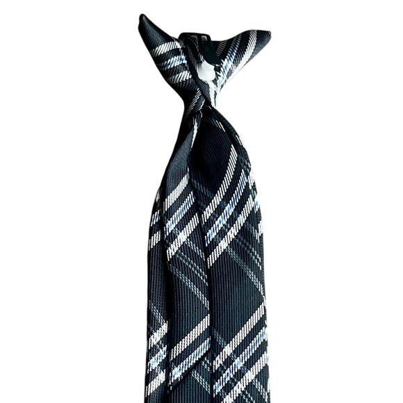 Boys Clip On Tie Black, Grey with a bit of Blue approx 17 inches - Picture 5 of 5